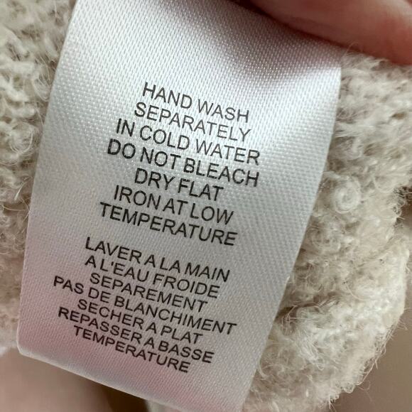 Chelsea & Theodore Jacket Large Womens Cream Faux Fur Collar Knit Wool Alpaca - Picture 5 of 9